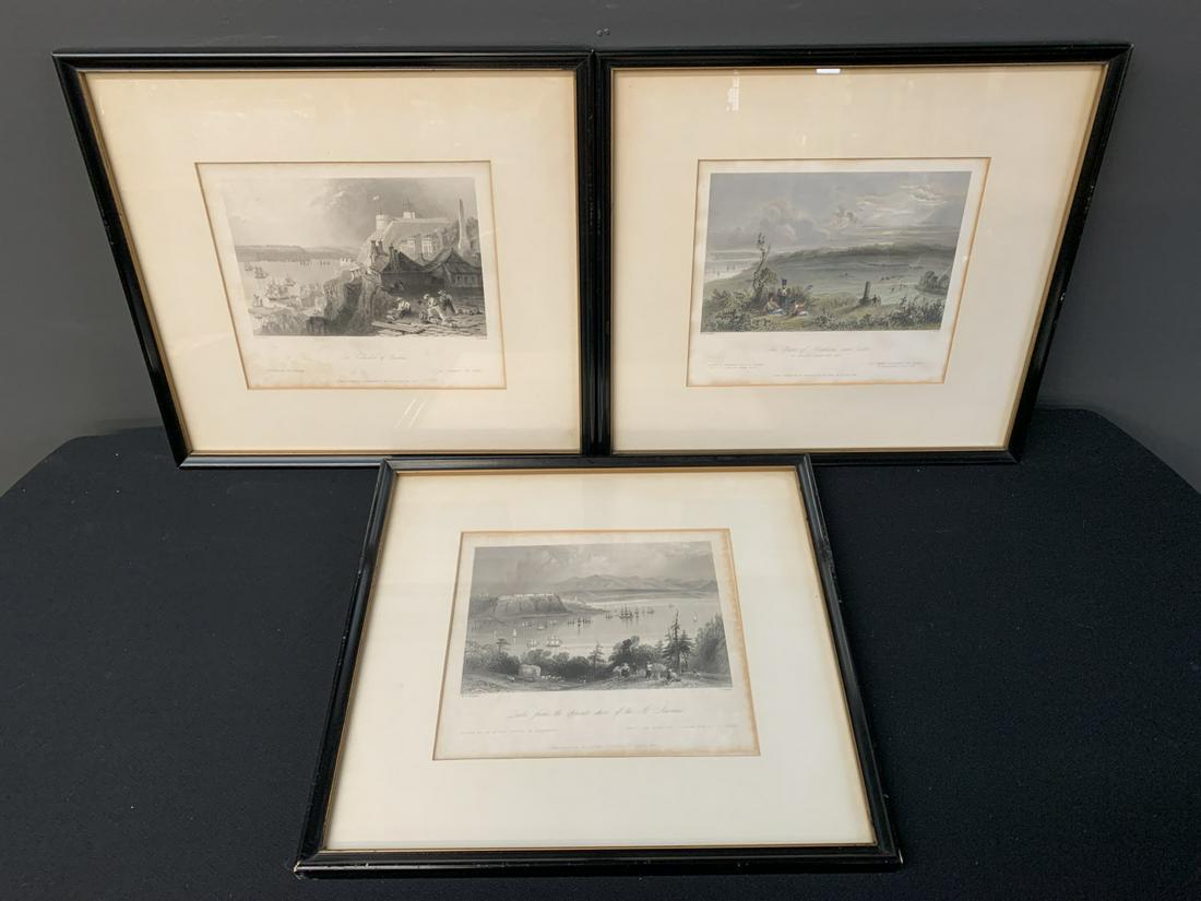 Lot Of 3 W. H. Bartlett Prints, Views Of Quebec (1 of 7)