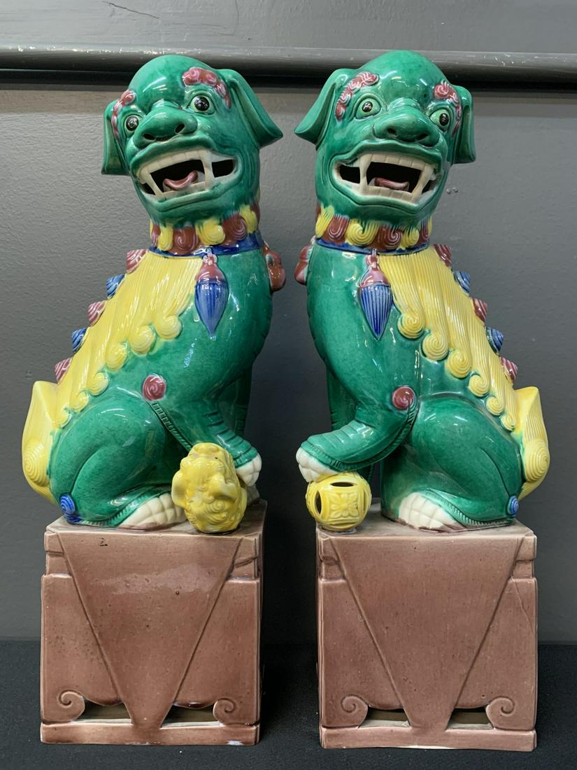 Pair Of Chinese Ceramic Foo Dogs (1 of 8)