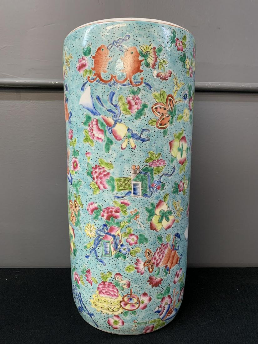 Hand Painted Chinese Umbrella Stand, Vase (1 of 8)