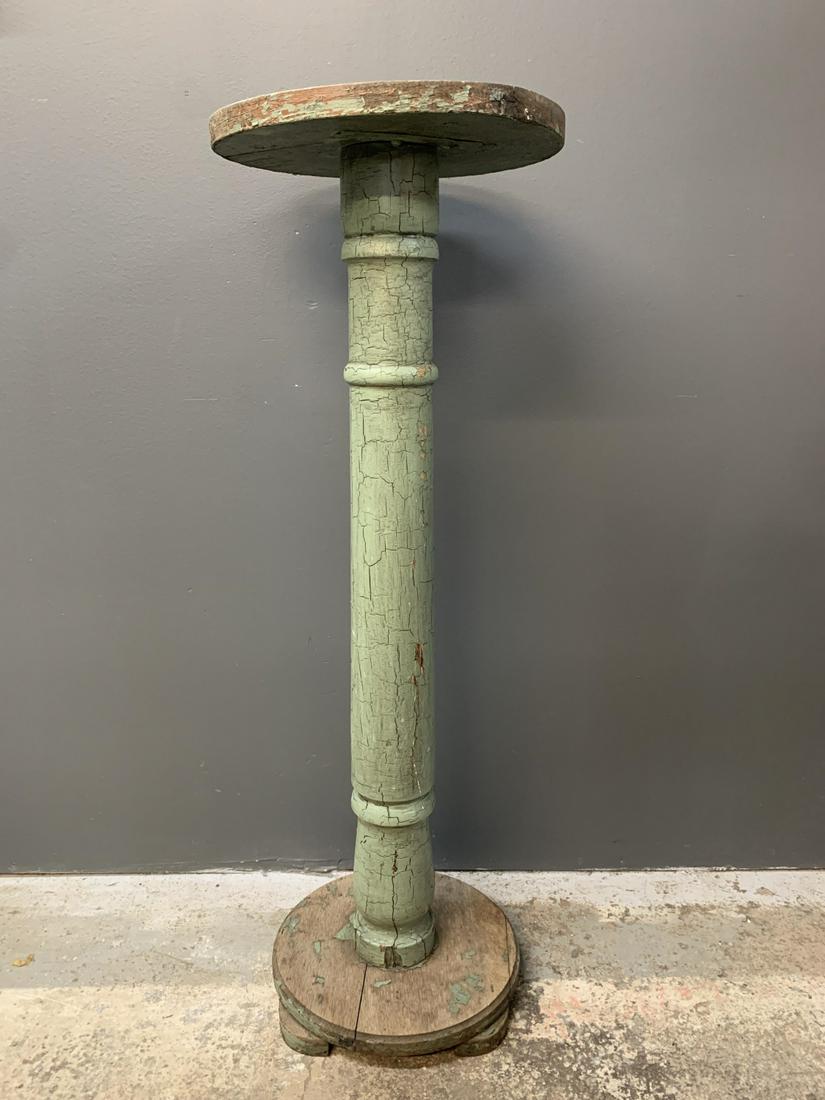 Antique Green Pedestal, Plant Stand, Shabby Chic (1 of 5)