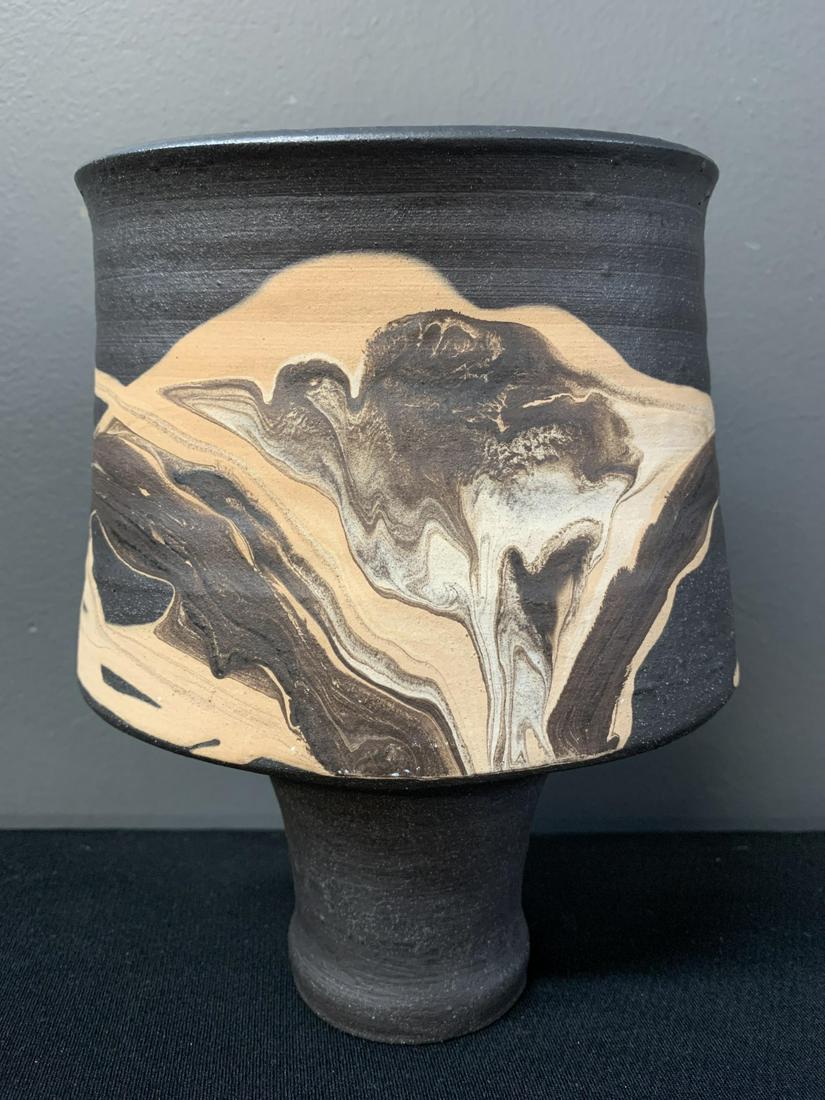 Robin Hopper Footed Vase, 1978, Mocha Fusion Glaze (1 of 5)