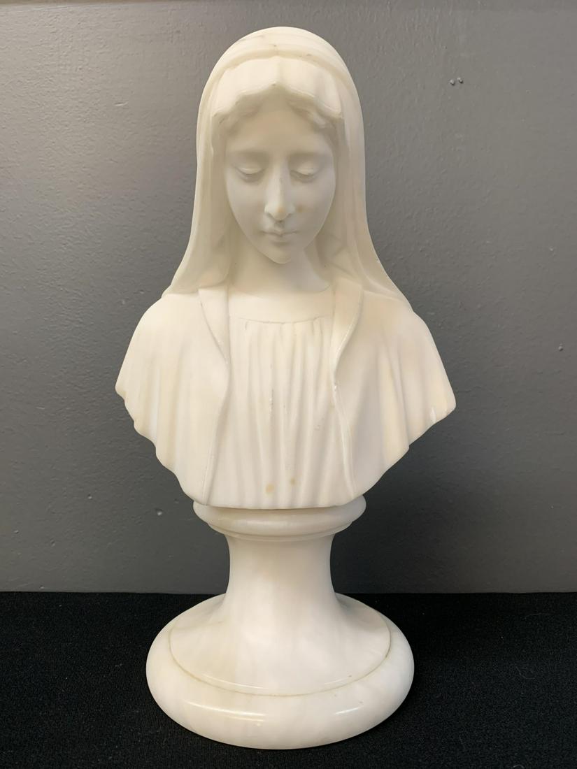 19th C Alabaster Bust Of A Maiden, Mary (1 of 6)