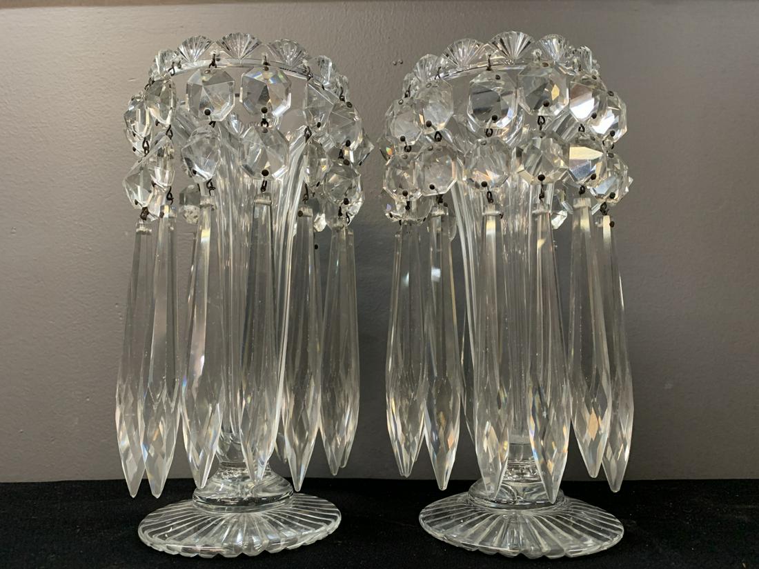 Pair Victorian English Cut Crystal Mantel Lustres (1 of 6)