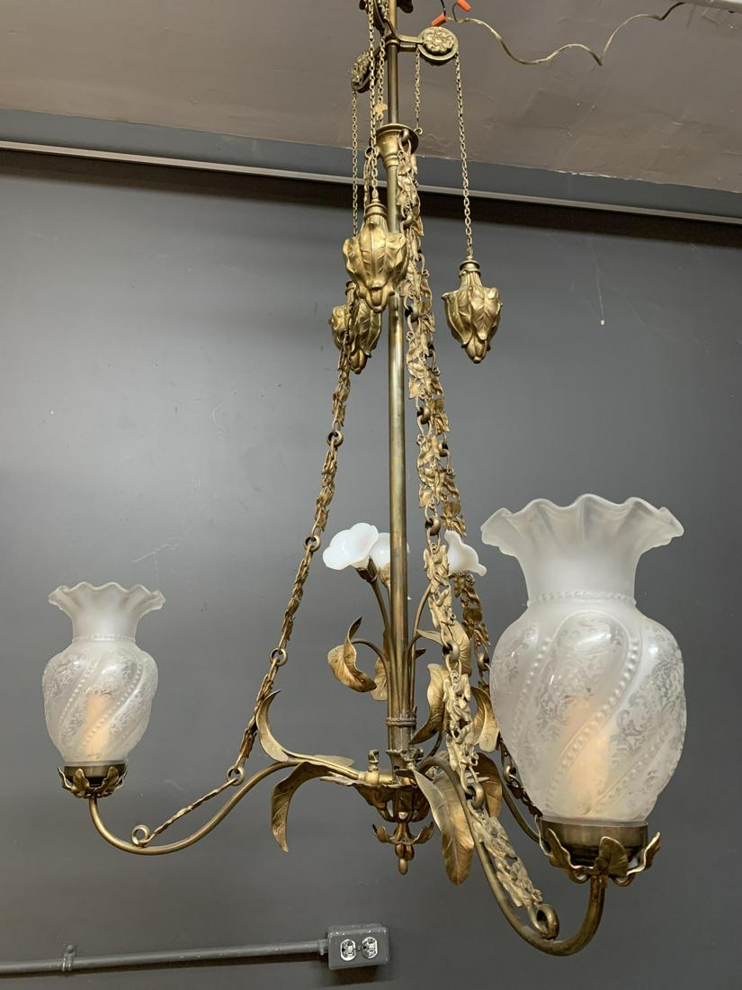 R. W. Winfield English Gas Lamp Chandelier 1857 (1 of 10)