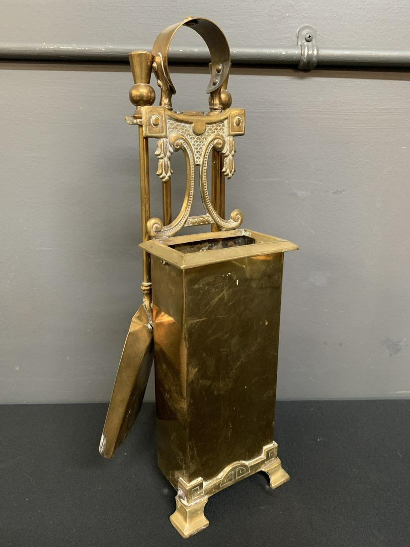 Art Nouveau Brass Fire Set And Kindling Box (1 of 7)