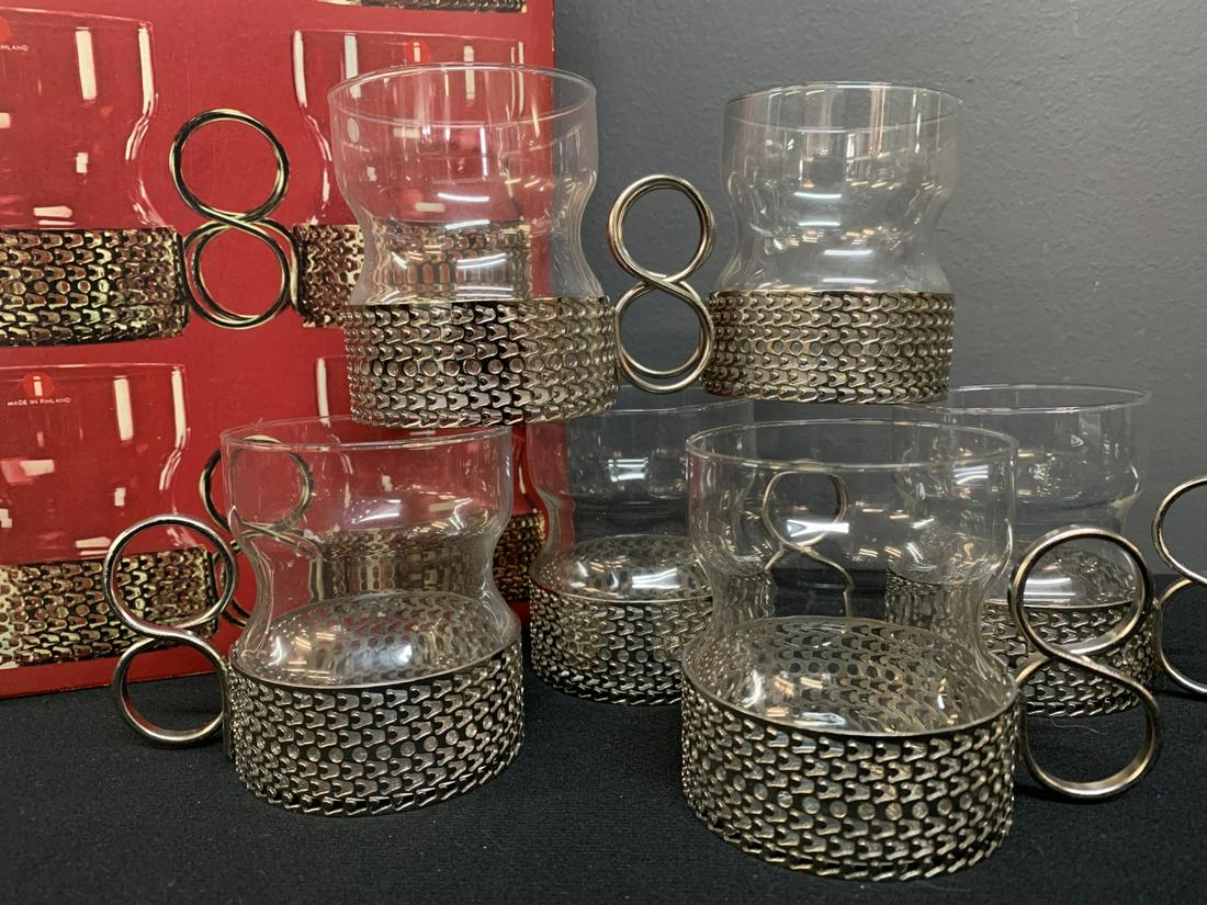6 Iittala Tsaikka Glass Cups Sarpaneva Finland Nib (1 of 6)