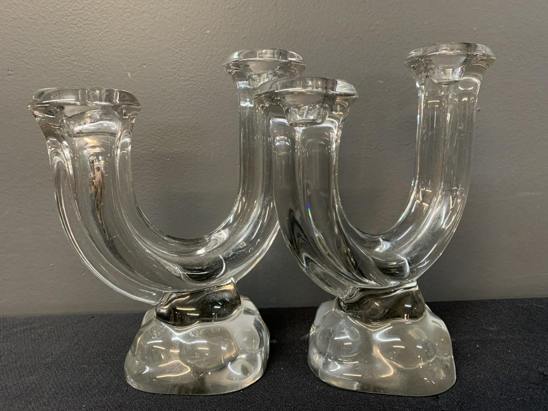 France Art Vannes Crystal Candelabras: Made In France Art Vannes Crystal Candelabras, 7.5 H X 6.5 W Inches.