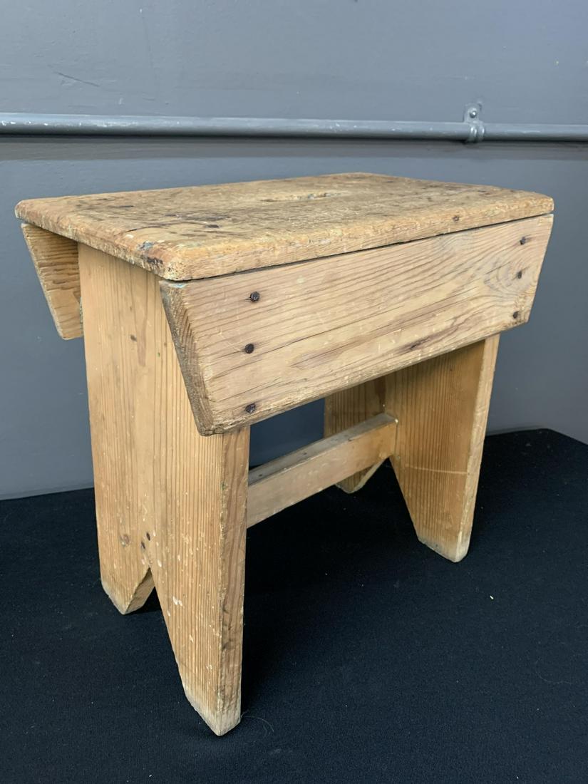 19th C Pine Milking Stool, Bench (1 of 4)