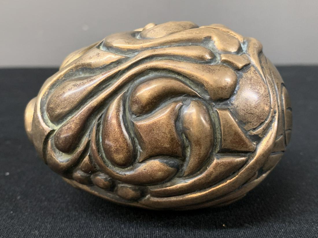 Brass Sculptural Egg Signed K.j. (1 of 5)