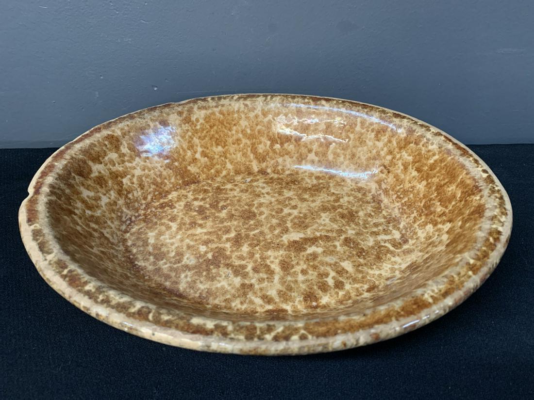 Antique Canadian Spongeware Pottery Bowl: Antique Canadian Spongeware Pottery Bowl. 9" X 11" X 2.5"