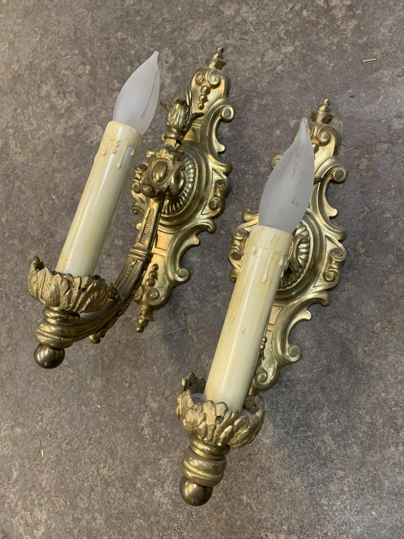 Pair Of Single Arm Wall Appliques, Sconces: Pair of Single Arm Wall Appliques, Sconces 12 inches high