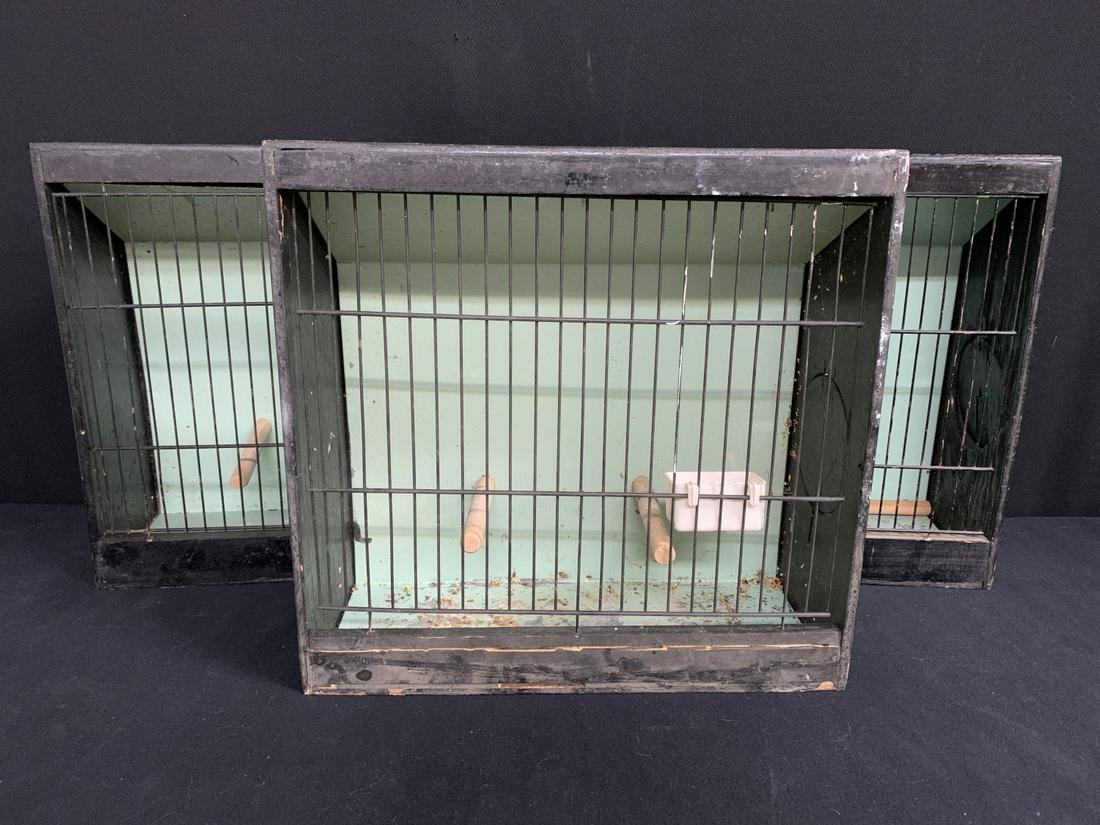 Lot Of 3 Vintage Laboratory Bird Cages (1 of 5)