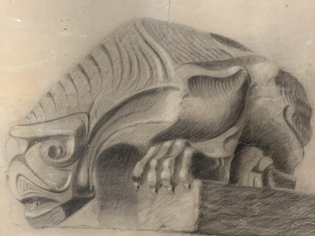 Pencil Drawing On Paper Mythological Figure (1 of 6)