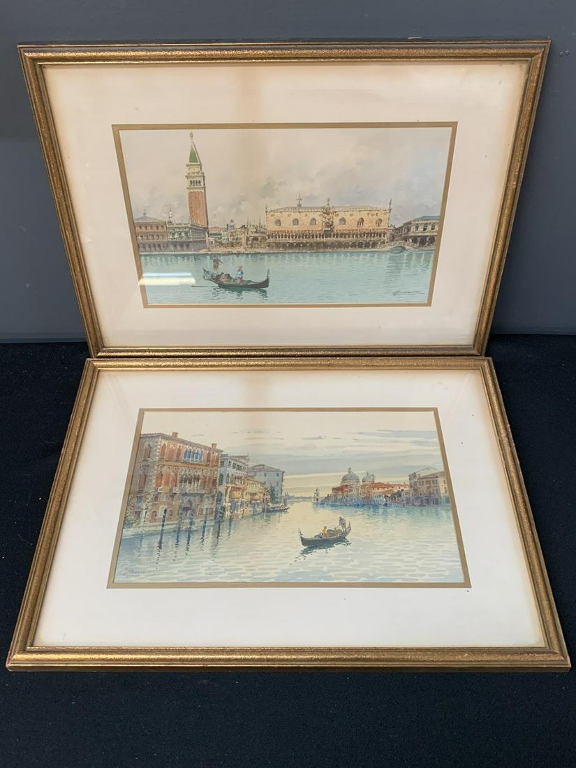 Pair Of Venetian Watercolors, Signed A. Biondetti (1 of 11)