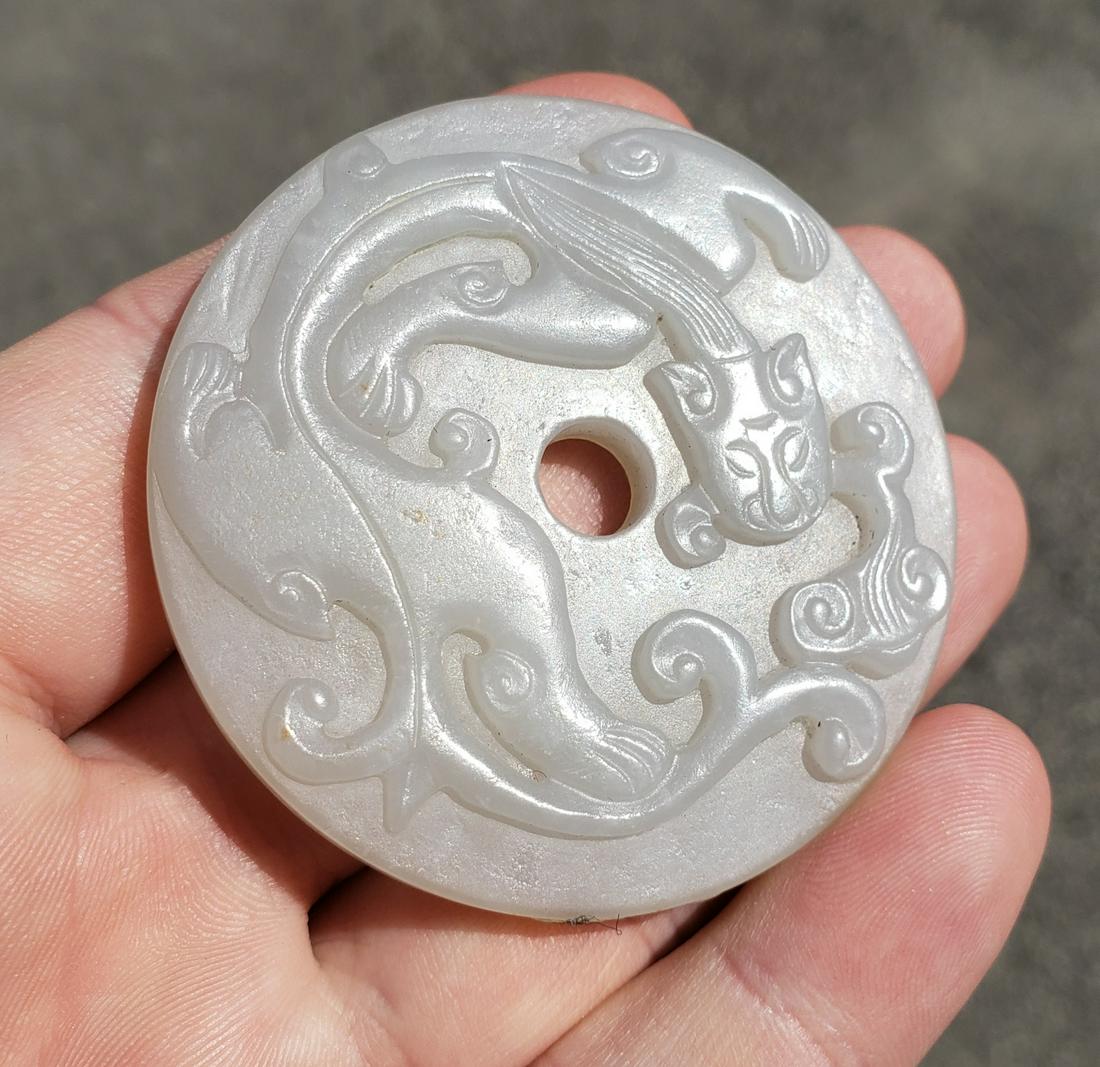 Chinese White Jade Dragon Carving (1 of 4)