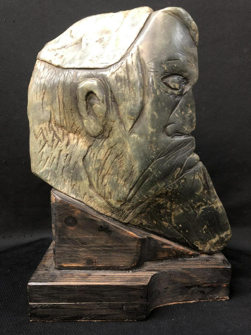 Soapstone Carved Face On Stand (1 of 3)