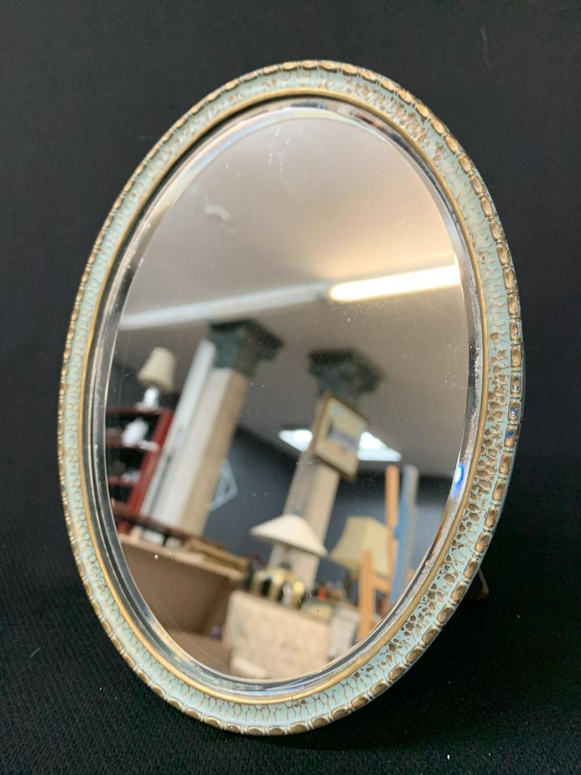 Antique Oval Brass Mirror, Beveled Glass (1 of 4)