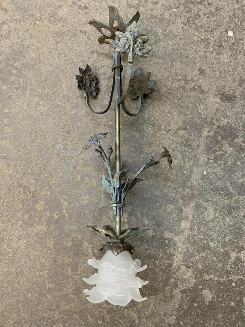 French Brass Art Nouveau Hanging Light Fixture (1 of 4)