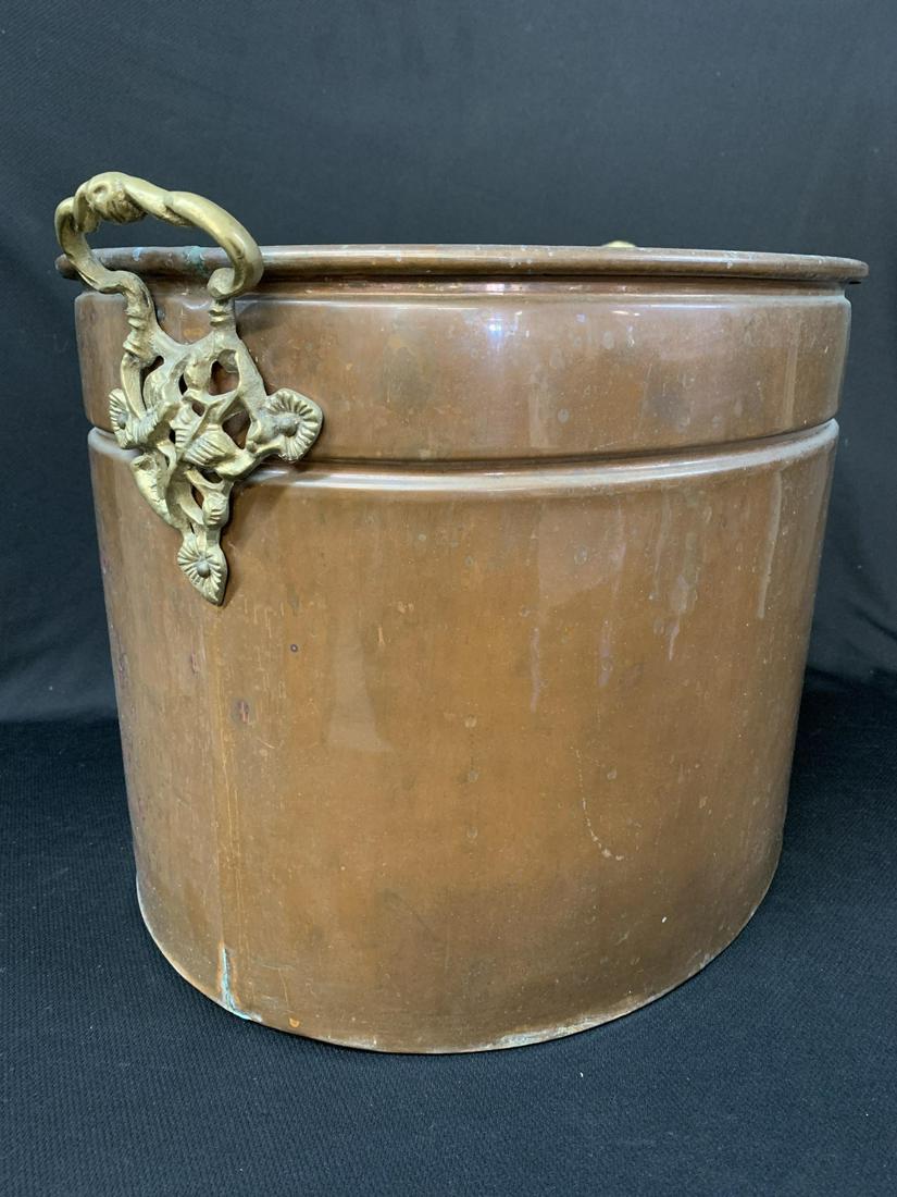 Large Copper Jardiniere, Art Nouveau Brass Handles (1 of 5)