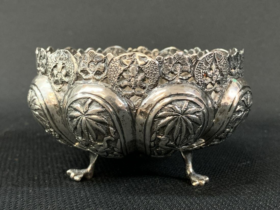 Sterling Silver Repousse Pierce Work Animal Bowl (1 of 8)