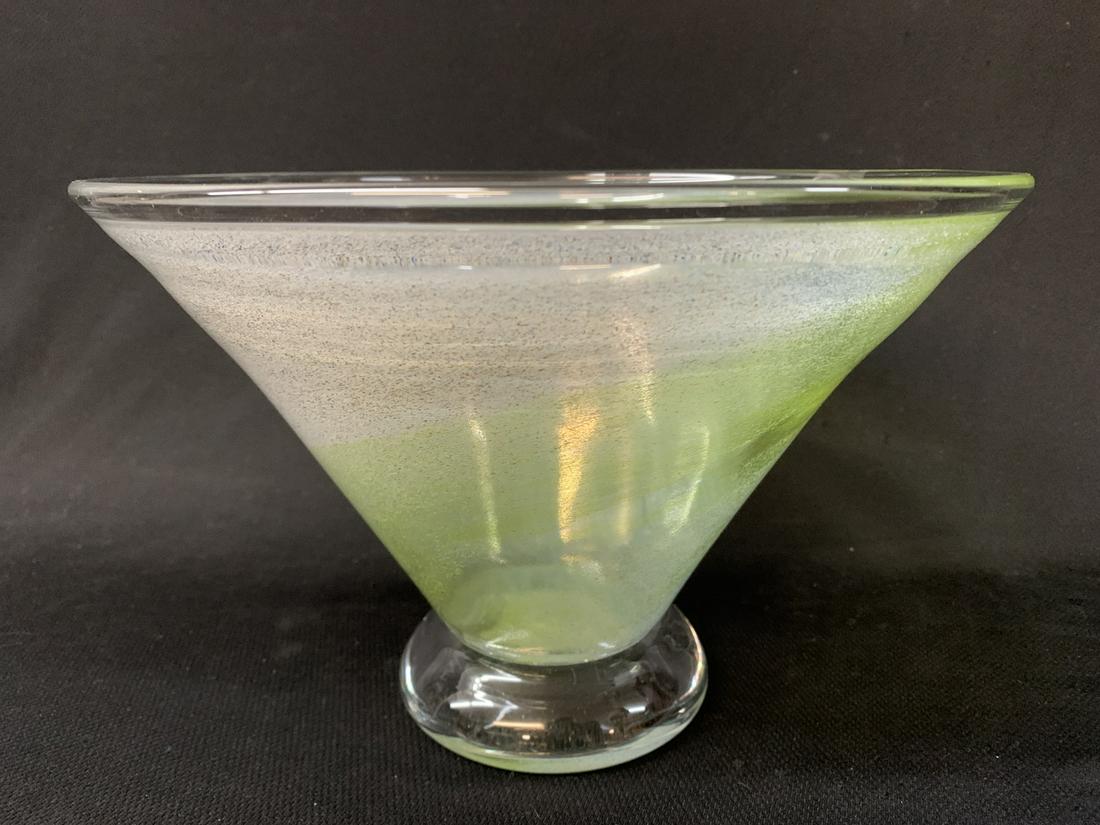 Kosta Boda Kjell Engman Artist's Choice Vase: Kosta Boda Kjell Engman Artist's Choice Chartreuse Bowl. 10.5" X 7"