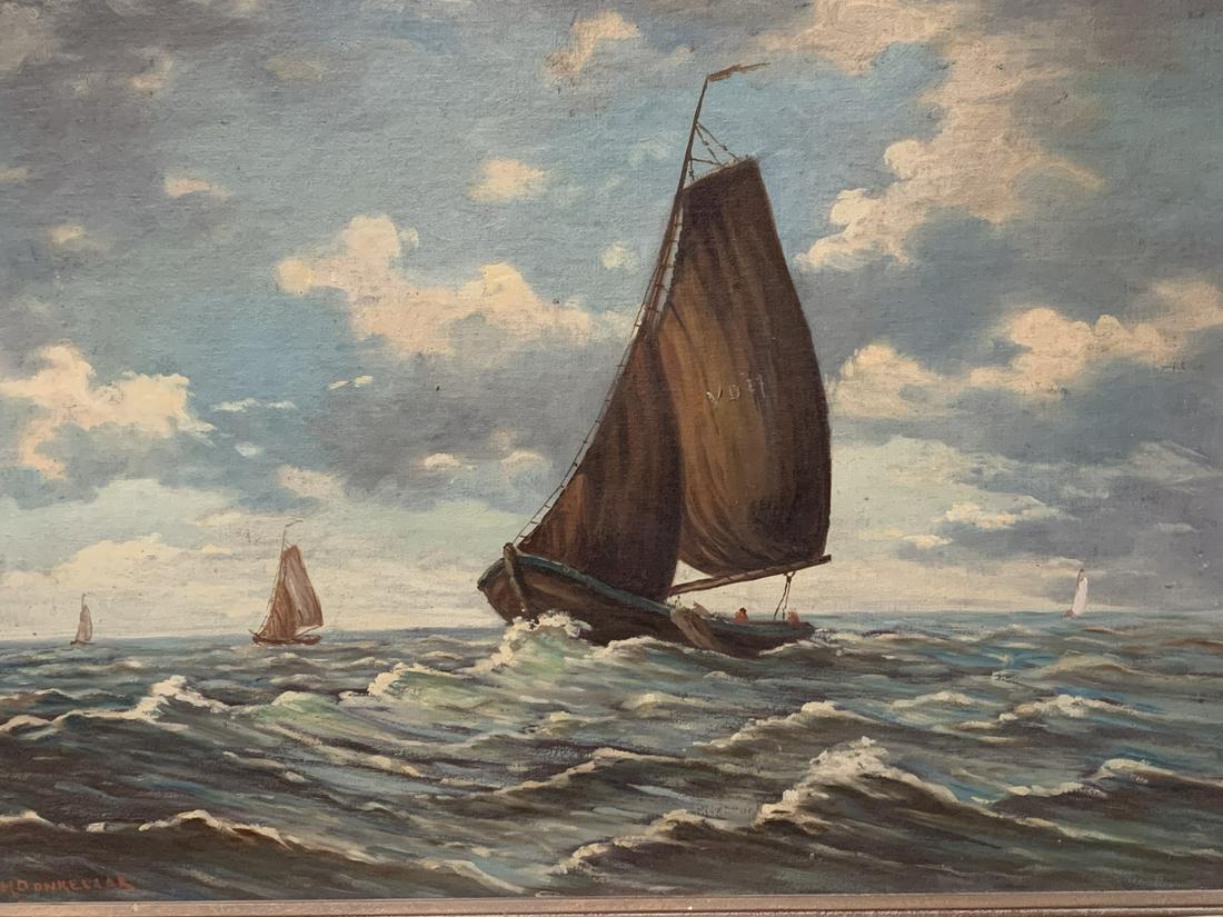 H. Donkelaar, Oil On Board, Regatta Sail Boat Race: H. Donkelaar (the Netherlands, 1920 - 1972), Oil On Board, Regatta, Sail Boat Race. Board Measures 27" X 18.5". Signed Lower Left.