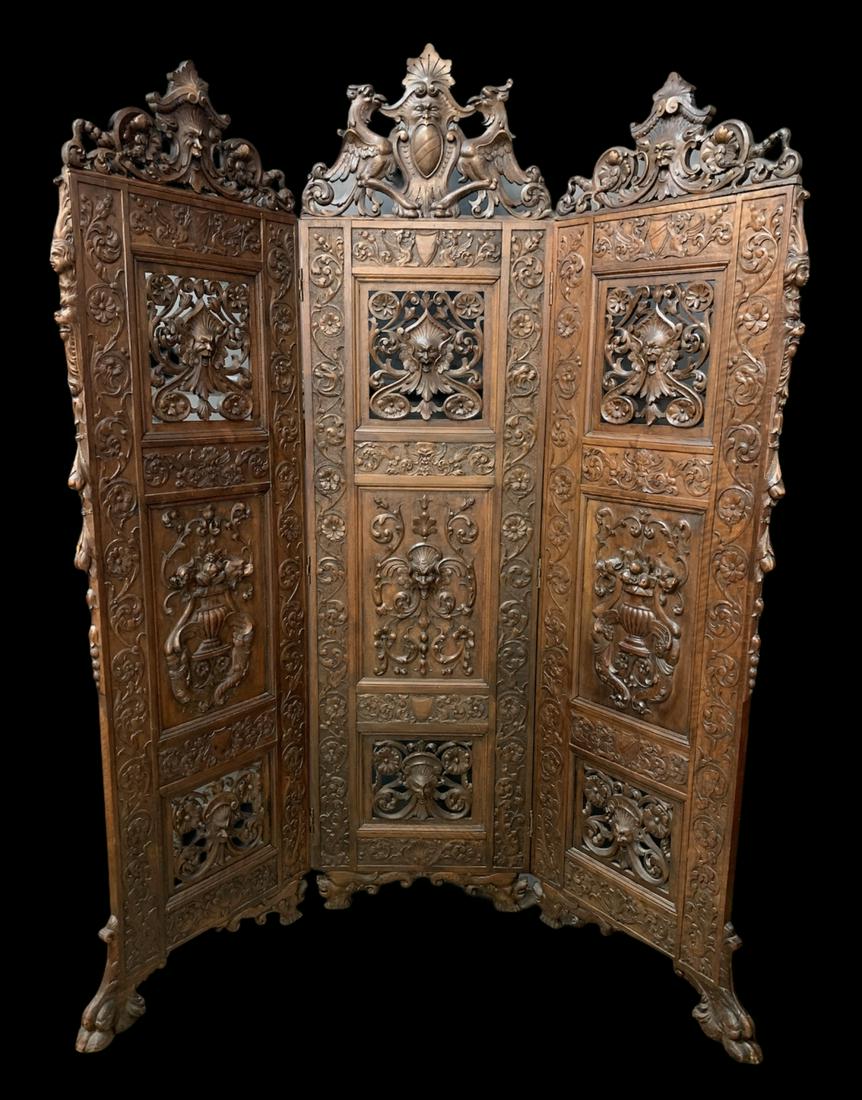 Important European Armorial Carved Screen Divider (1 of 18)