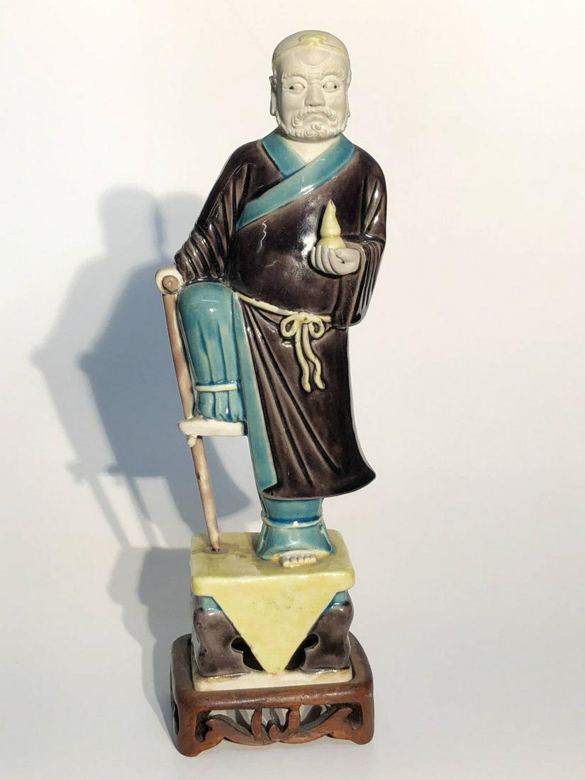 Antique Chinese Studio Porcelain Figure, Kangxi: Antique Chinese Studio Porcelain Figure, Kangxi Period. 11.5 Inches High, Including Stand. Keywords: Chinese, Chinese Antiques, Asian, Asian Art, Asian Antiques, Chinese Jade, Jade, Chinese Porcelain,