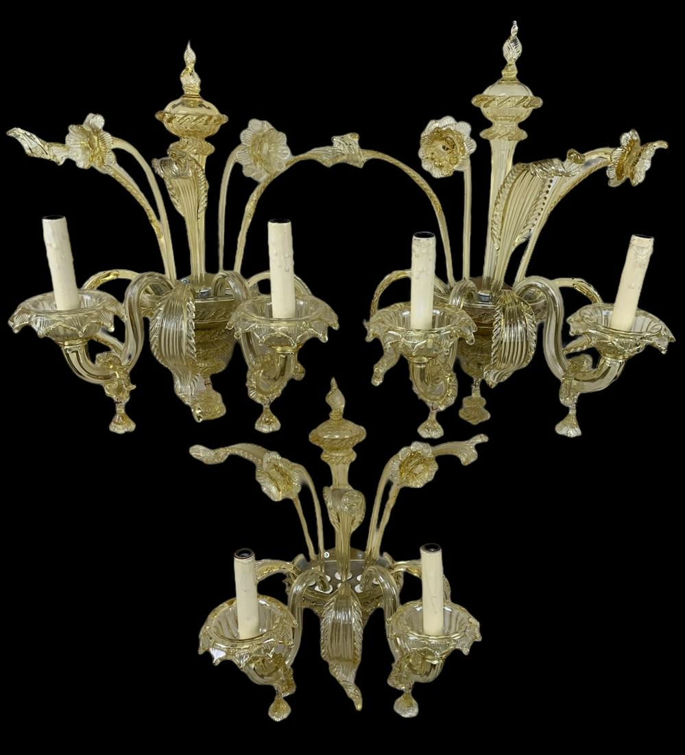 Lot Of 3 Murano Venetian Style Art Glass Sconces (1 of 6)