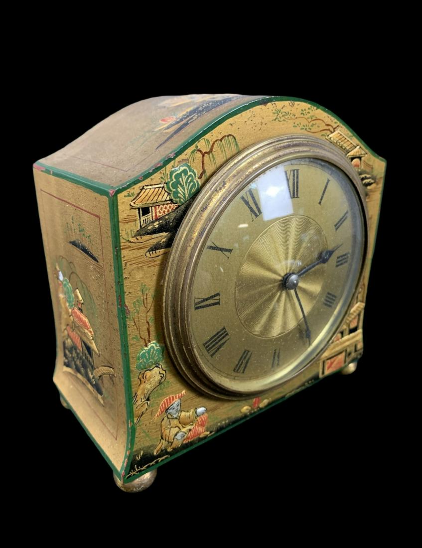 Chinese Chinoiserie Gilded Lacquer Mantel Clock (1 of 8)