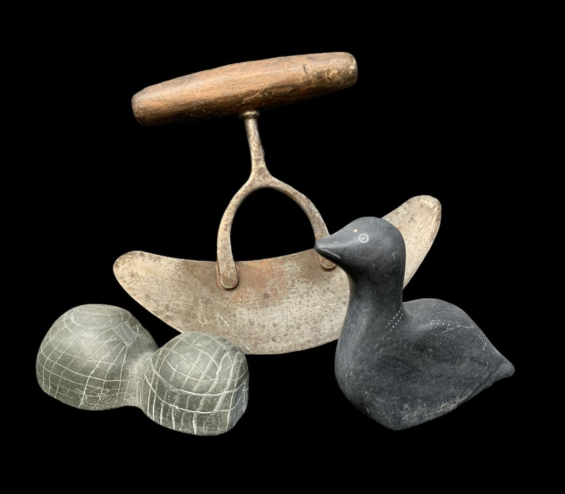 Lot Of 3 Inuit Artifacts, Soapstones, Ulu Knife (1 of 5)