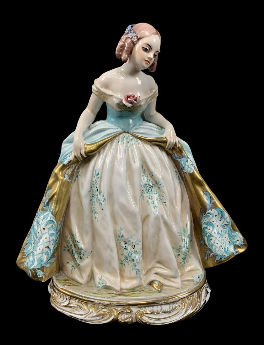 1950 Guido Cacciapuoti Italy Lady Figurine: 1950 Guido Cacciapuoti Italy Lady Figurine, 11 Inches Tall.