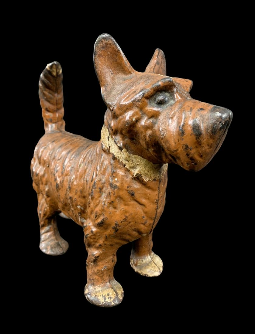 Antique Polychrome Scottie Dog Doorstop (1 of 4)