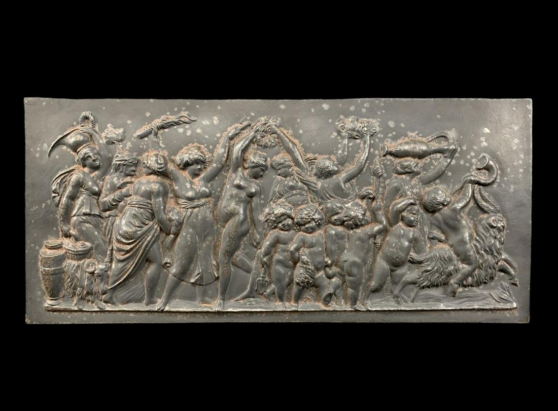 Antique Cast Iron Bacchanal Plaque, After Clodion (1 of 7)