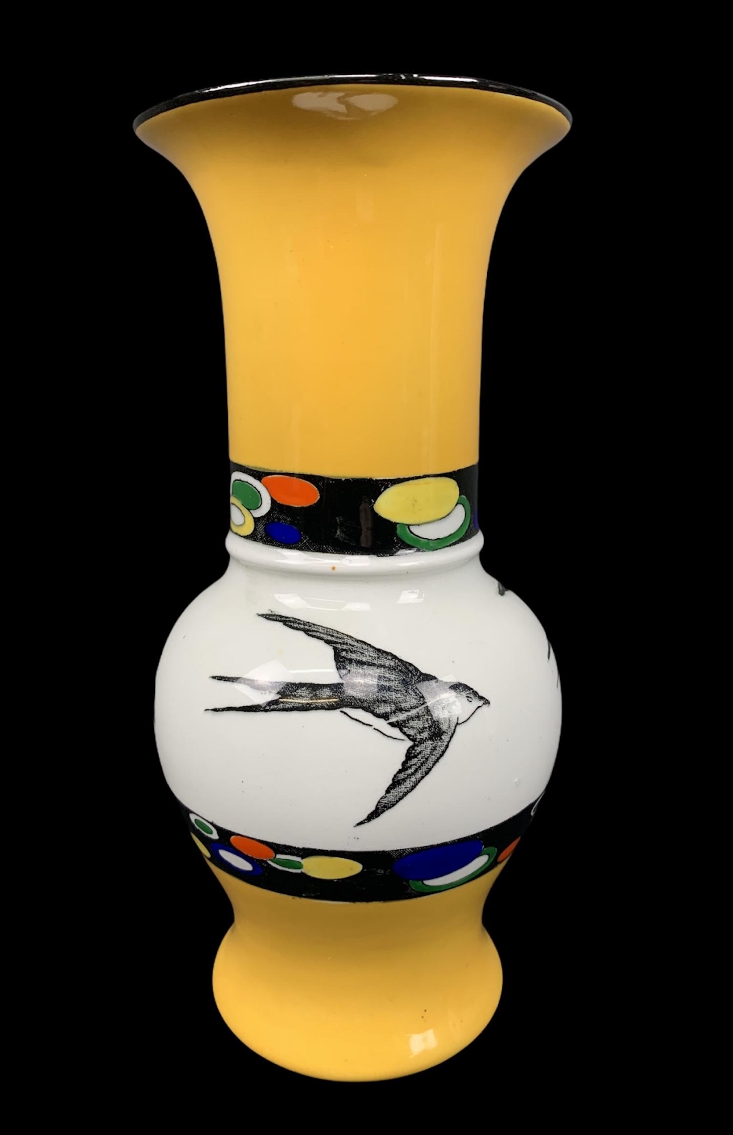 Art Deco Carlton Ware Yellow Swallow Vase (1 of 5)