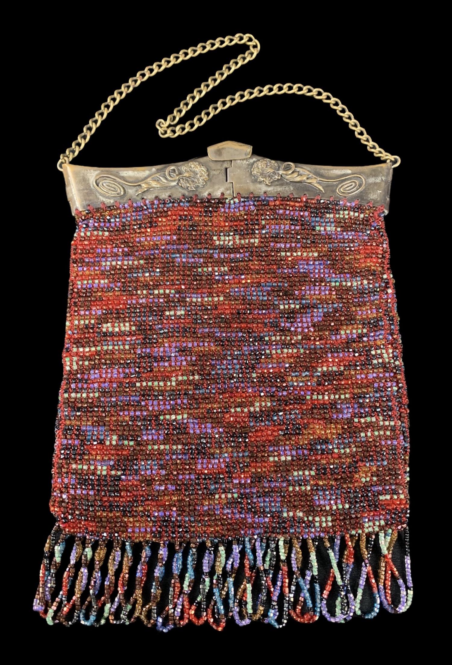 Art Deco Beaded Purse Silver Plate Clasp (1 of 3)