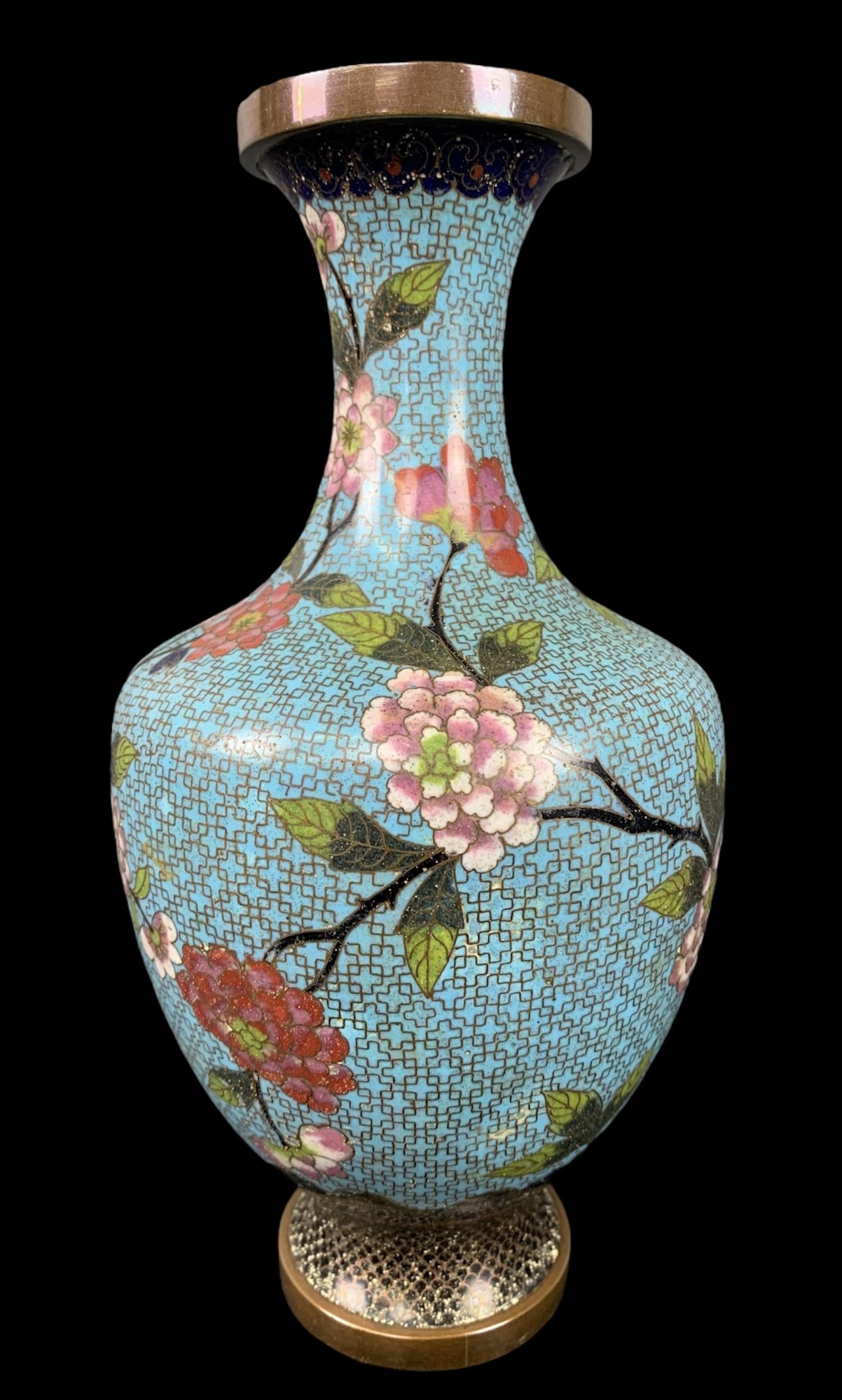 Chinese Cloisonne Floral And Geometric Vase (1 of 8)