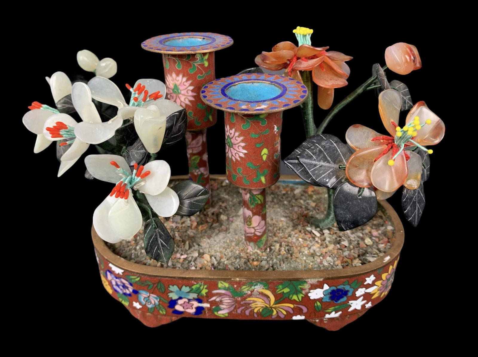 Chinese Cloisonne Jade Tree Candelabra (1 of 8)