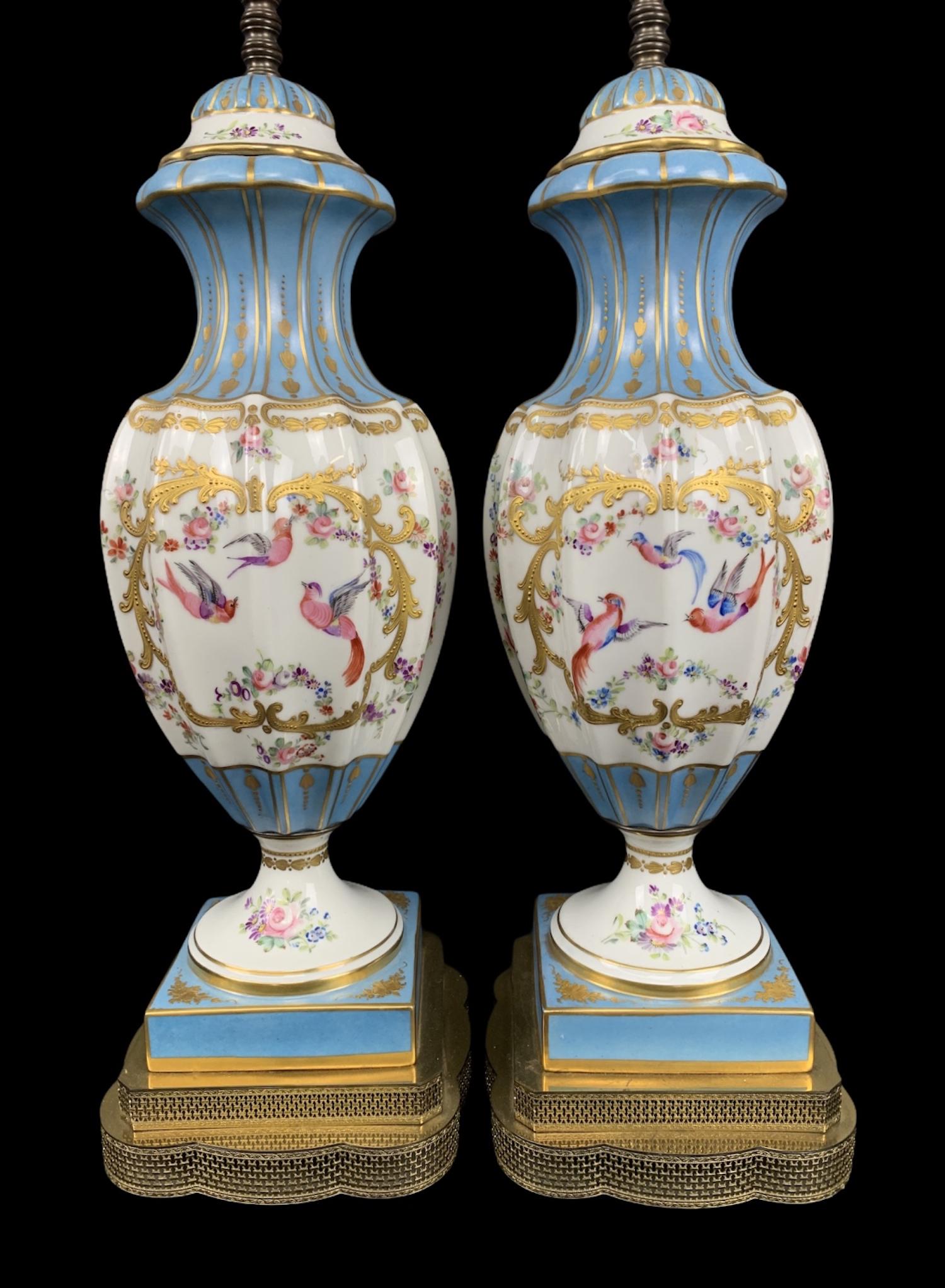 Pair Of Sevres Style Porcelain Table Lamps (1 of 6)