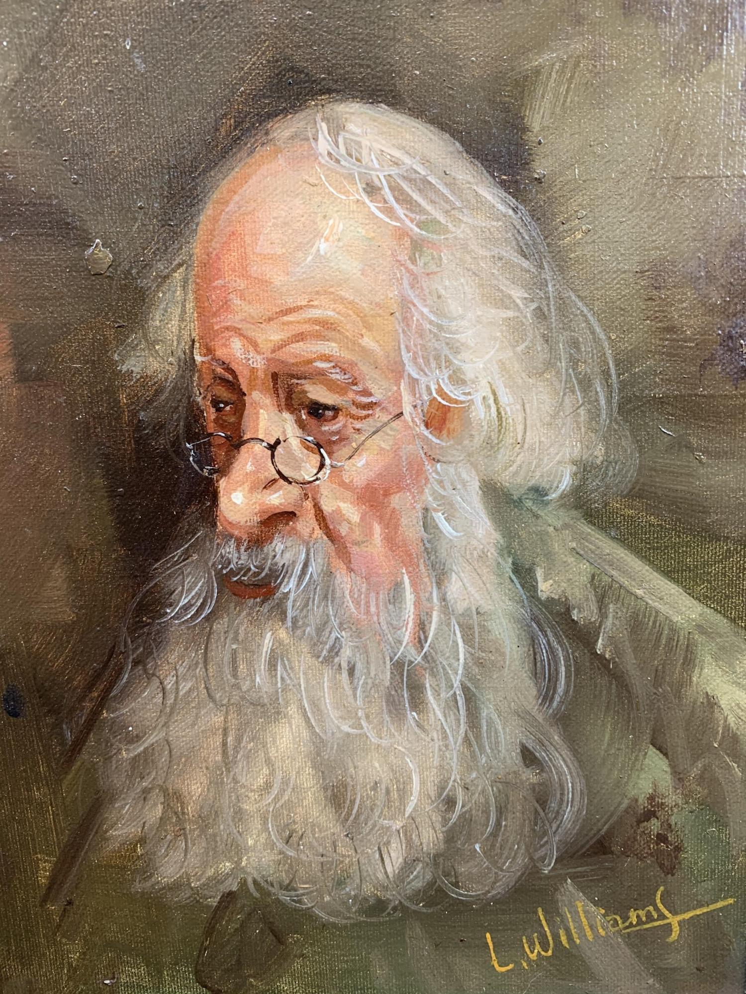 Isaac L Williams Oil Painting, Old Man (1 of 5)