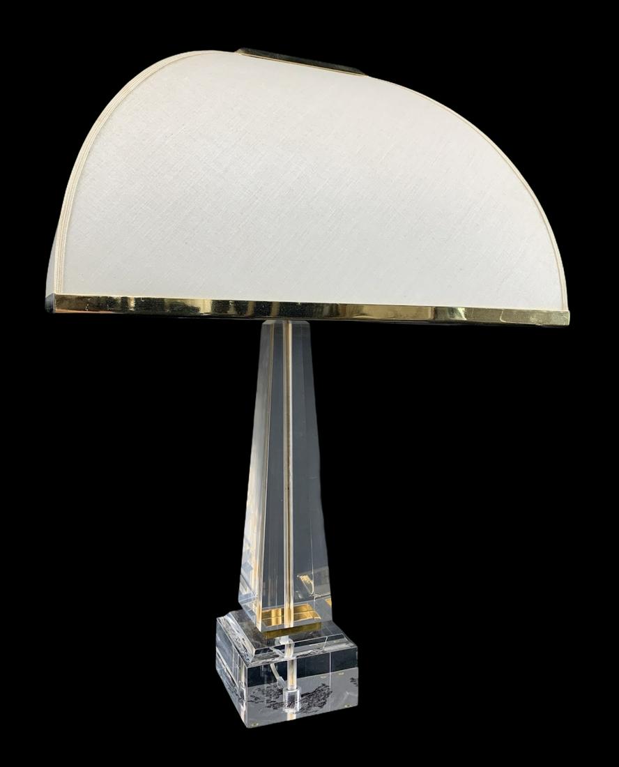 Hollywood Regency Clear Lucite Obelisk Lamp (1 of 3)