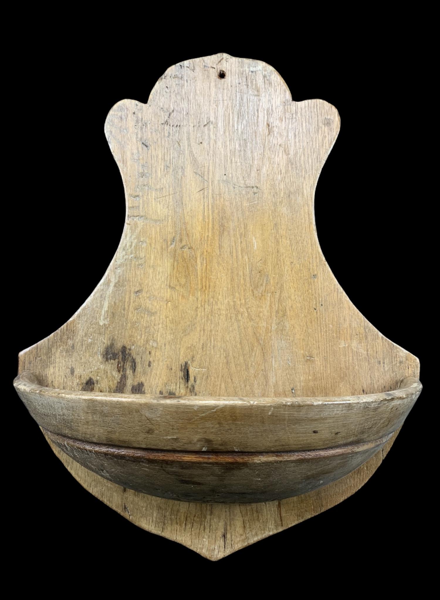 Antique Primitive Pine Wood Wall Bowl (1 of 4)