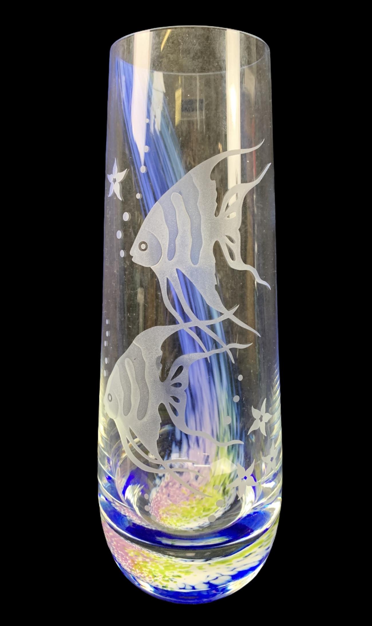 Vintage Caithness Scotland Art Glass Fish Vase: Vintage Caithness Scotland Art Glass Fish Vase. 8.75 Inches Tall.