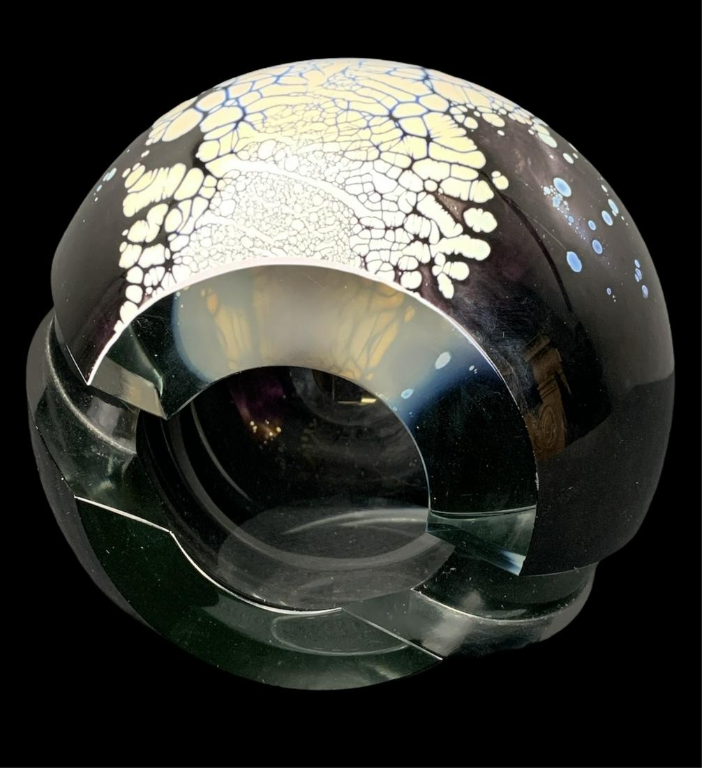 Modernist Faceted Art Glass Sphere Vase Signed (1 of 5)