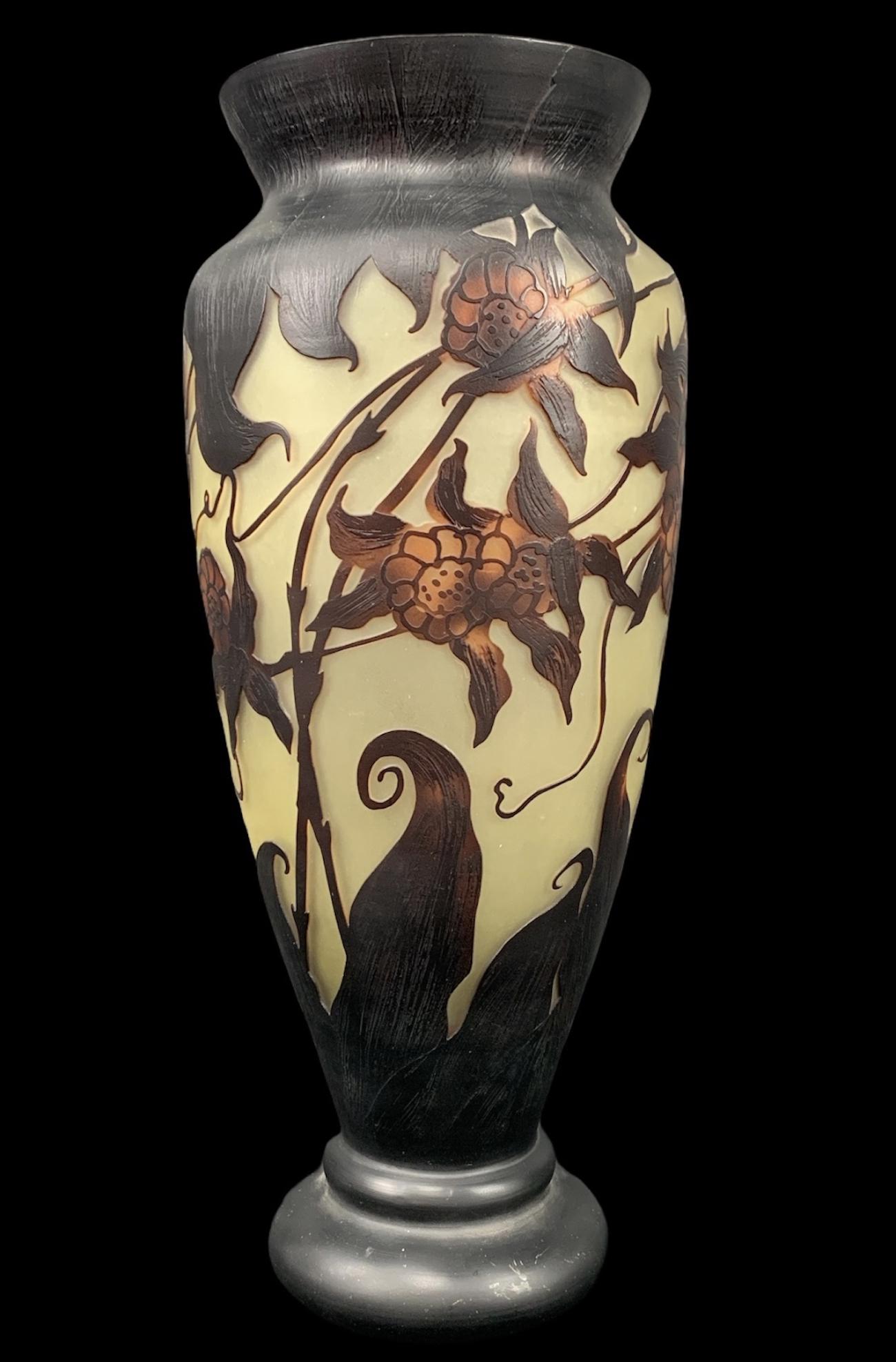 Art Nouveau French Cameo Cut Floral Vase (1 of 4)