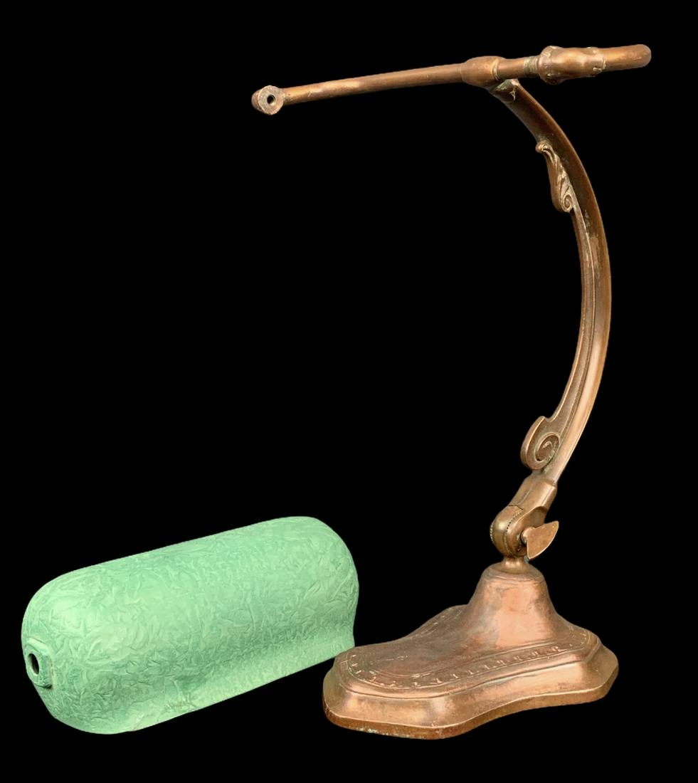 Handel Coppered Desk Lamp Textured Green Shade (1 of 10)