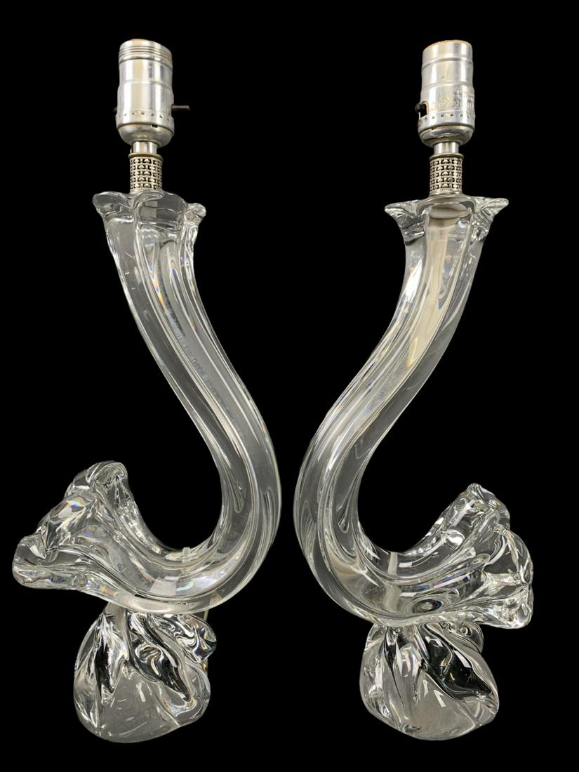Pair Signed Daum France Crystal Lamps (1 of 6)