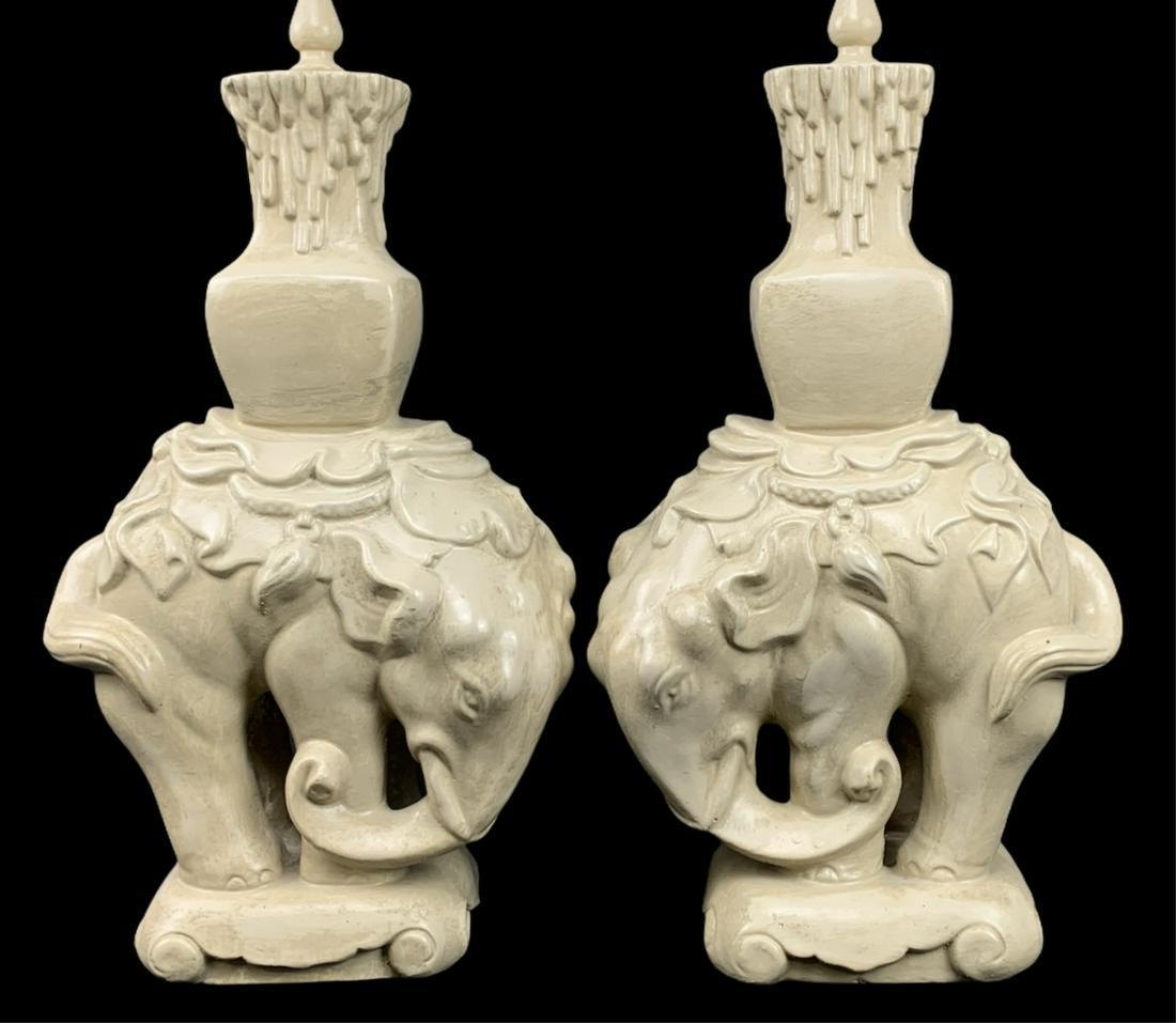 Pair Art Deco Chinese Chalkware Elephant Lamps (1 of 4)