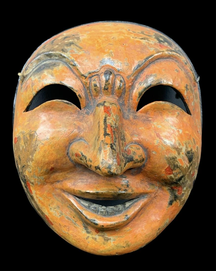 Japanese Carved Lacquered Kyogen Noh Mask (1 of 6)