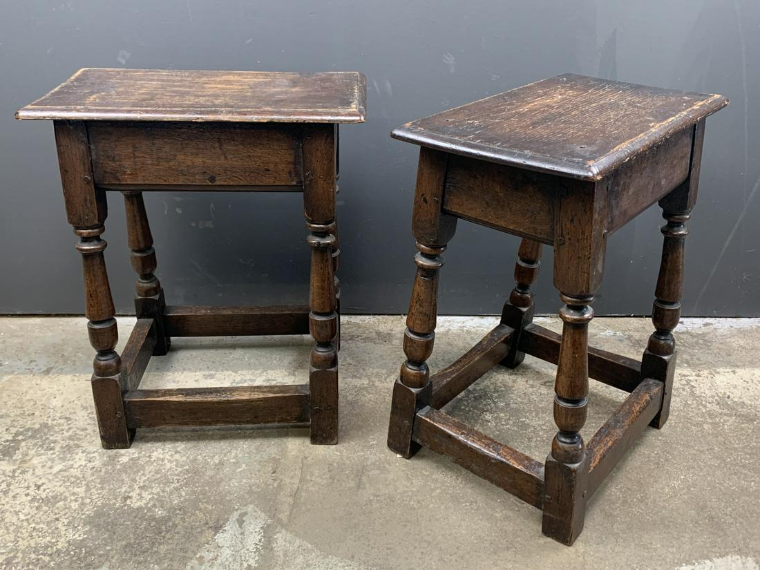 Pair Of Antique English Oak Joint Stools (1 of 6)